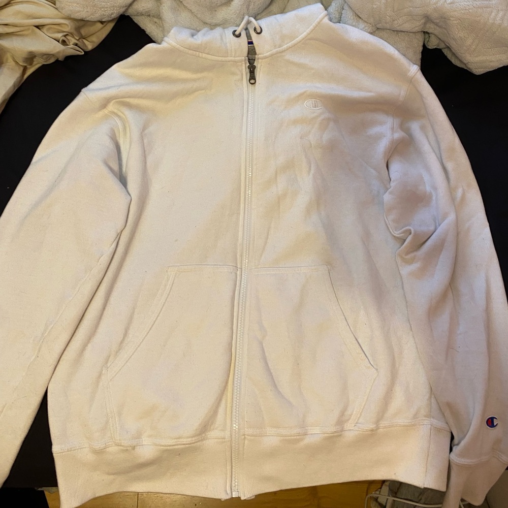 men’s white champion zip-up
